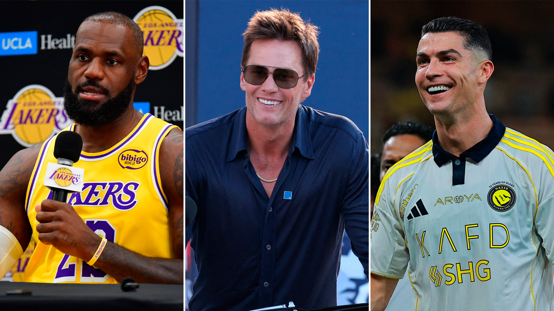 LeBron James, Tom Brady y Cristiano Ronaldo