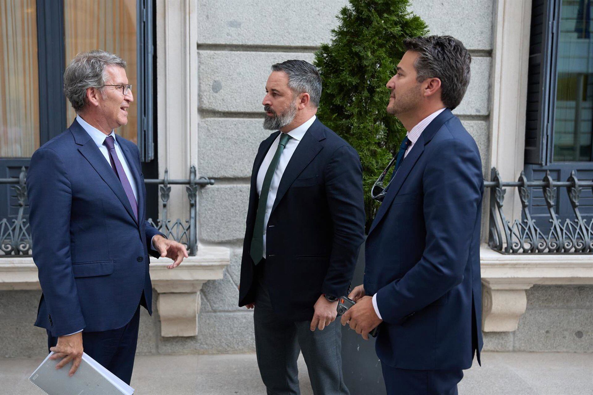 El presidente del PP, Alberto Núñez Feijóo, y el líder de Vox, Santiago Abascal (Europa Press)