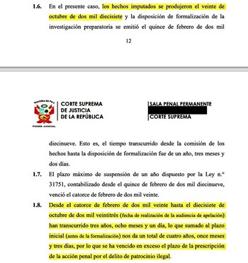 Corte Suprema declaró prescrito el