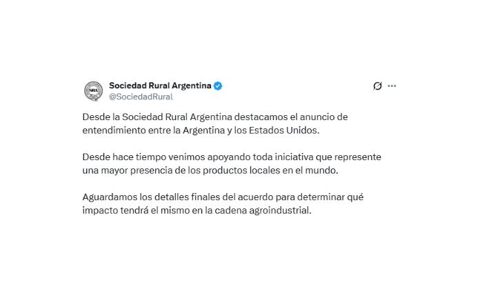 El comunicado de la Sociedad Rural