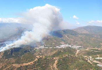 Vista aérea del incendio forestal de Benahavís (Málaga), a 13 de septiembre de 2026. (Junta de Andalucía)