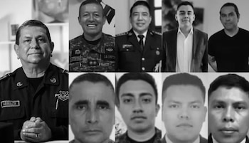 Los nueve fallecidos en accidente de helicóptero en Pasaquina, La Unión, el 8 de septiembre de 2024 (Cortesía: DEM).