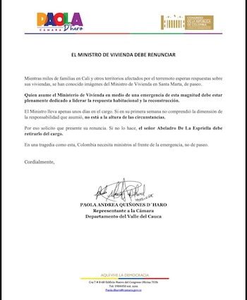 Las reclamaciones oficiales piden atención del nuevo presidente - crédito @Paola_Dharo / X