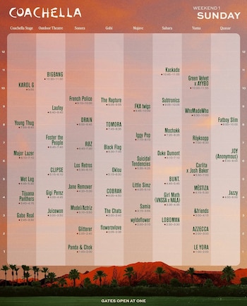 Coachella publicó el cronograma oficial del primer fin de semana, detallando los horarios y escenarios para los días 10, 11 y 12 de abril - crédito @coachella / Instagram