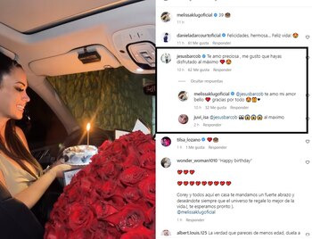 Melissa Klug y el mensaje romántico de Jesús Barco. Instagram.