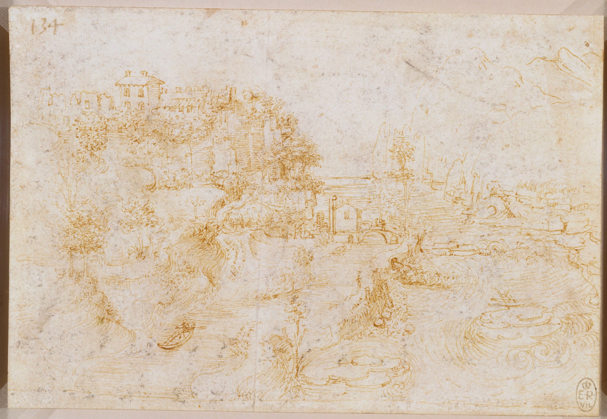 Leonardo da Vinci, 'Paisaje del Adda con detalle de un transbordador' (Imagen de archivo)