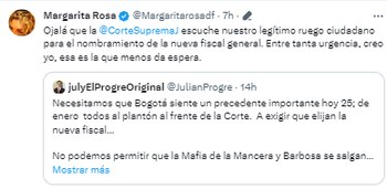 Margarita Rosa de Francisco apoyó