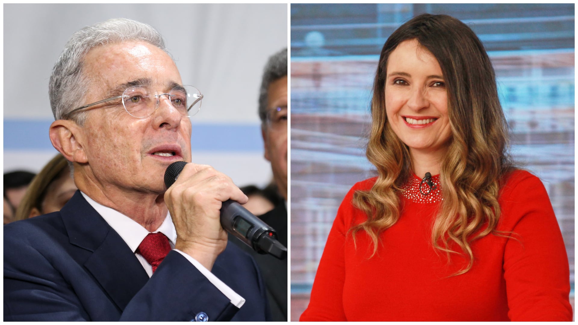 Expresidente Álvaro Uribe y senadora Paloma Valencia, del Centro Democrático. Fotos: Colprensa.