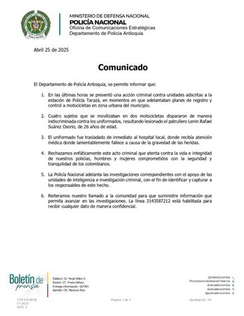 Las autoridades rechazaron el ataque