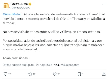 El Metro CDMX informó suspensión