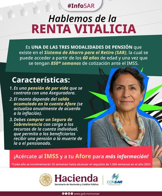 La renta vitalicia del IMSS asegura ingresos mensuales de por vida, ofreciendo tranquilidad económica a los trabajadores al llegar a su retiro
