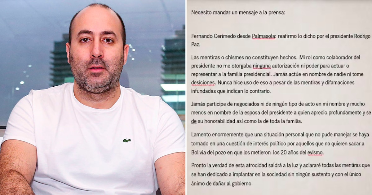 Fernando Cerimedo niega vínculos corruptos desde la cárcel y respalda al presidente Rodrigo Paz