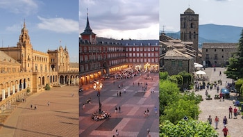 Las 10 plazas más bonitas de España. (Montaje Infobae)