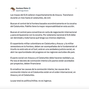 Con esta publicación, el presidente