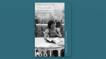 Portada de un libro con título "Letras torcidas" y autor Juan Cristóbal Peña, muestra una foto en blanco y negro de una mujer leyendo.