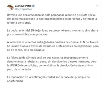 Con esta publicación, el presidente