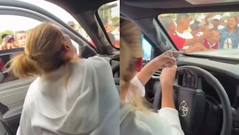 La influencer Andrea Valdiri aseguró que un manifestante le permitió el paso para salir de la zona bloqueada en la glorieta Francisco El Hombre - crédito andreavaldirisos1 / TikTok