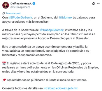 La gobernadora Delfina Gómez invitó