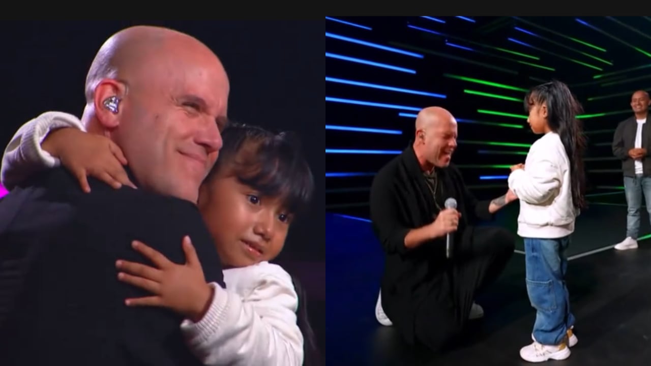 Gian Marco comparte un momento emotivo con una niña, abrazándola tras una interpretación a capella que conmovió al público en el programa ‘A otro nivel’ en Colombia.