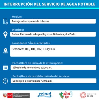 Sedapal confirmó corte de agua