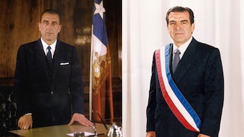 Padre e hijo que asumieron la presidencia de Chile. De izquierda a derecha: Eduardo Frei Montalva-Eduardo Frei Ruiz-Tagle. (Foto composición: Infobae Perú)