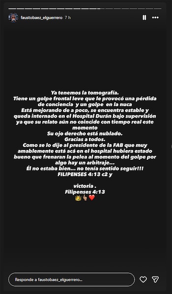 El parte médico de Báez