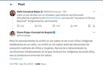 Diana Diago le contesta a la representante María Fernanda Carrascal - crédito @dianadiago