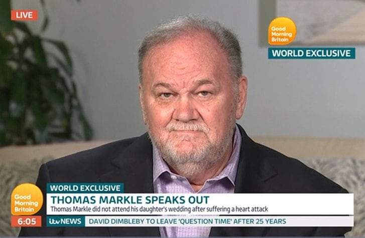 18/06/2018 Dos meses después del enlace del año, la boda de Meghan Markle y el Príncipe Harry, el padre de la ya Duquesa de Sussex, Thomas Markle, ha concedido una entrevista al programa