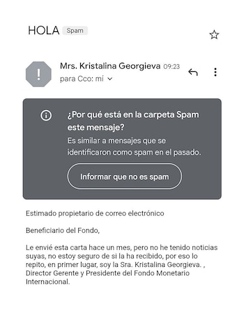 El texto de la estafa