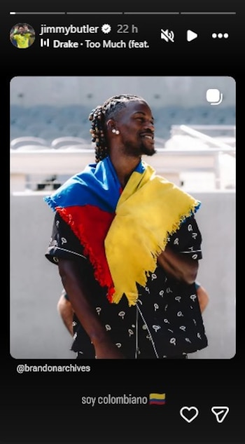 Desde su presencia en Cartagena para acompañar a J Balvin en su concierto, Jimmy Butler no ha dejado de expresar su cariño por Colombia - crédito @jimmybutler/Instagram