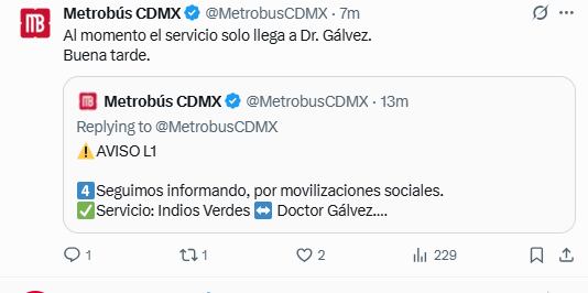 Actualización MB 24 de septiembre. Foto: x.com/@MetrobusCDMX