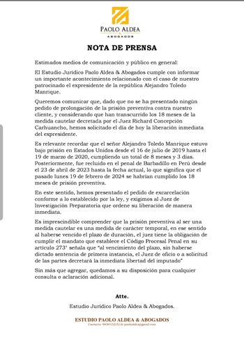 Comunicado de la defensa de
