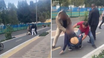 Por robarle el celular y un costoso reloj, hirieron a un ciudadano extranjero en el norte de Bogotá: en video quedó la reacción de un grupo de escoltas