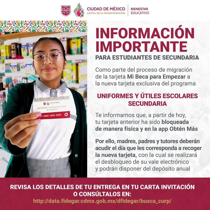 FIBIEN aclara que el bloqueo de las tarjetas de Mi Beca para Empezar es temporal y forma parte del proceso de entrega de nuevas tarjetas para el apoyo de útiles y uniformes 2025