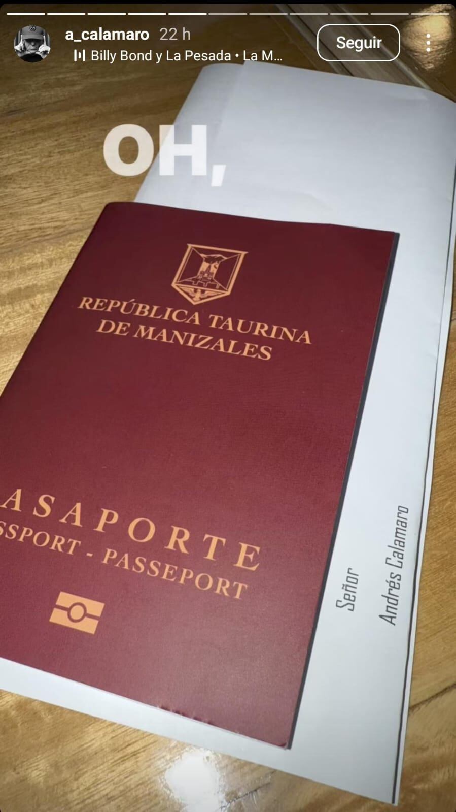 Uno de los regalos para el cantante, fiel seguidor de la tauromaquia - crédito Andrés Calamaro / Instagram