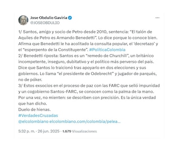 Con esta publicación, José Obdulio
