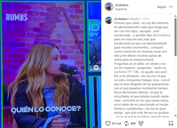 El posteo de la madre de Lionel Ferro contra Karol Sevilla