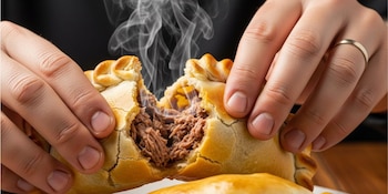 El relleno combina carne braseada, vegetales frescos, huevo duro y aceitunas verdes, otorga contraste de sabores e intensifica el perfil típico de estas empanadas (Imagen Ilustrativa Infobae)
