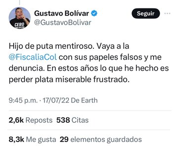 El insulto de Gustavo Bolívar