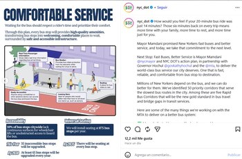 El proyecto busca reducir tiempos de trayecto en pro de una mejor calidad de vida para los usuarios en la Gran Manzana - crédito @nyc_dot/IG