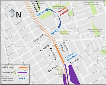 Traslado de paraderos y trayecto