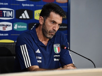 Soccer Football - UEFA Euro 2024 Qualifier - Italy Press Conference - FIGC Coverciano Technical Centre, Coverciano, Italy - September 4, 2023 Italy delegation chief Gianluigi Buffon during the press conference REUTERS/Jennifer Lorenzini
