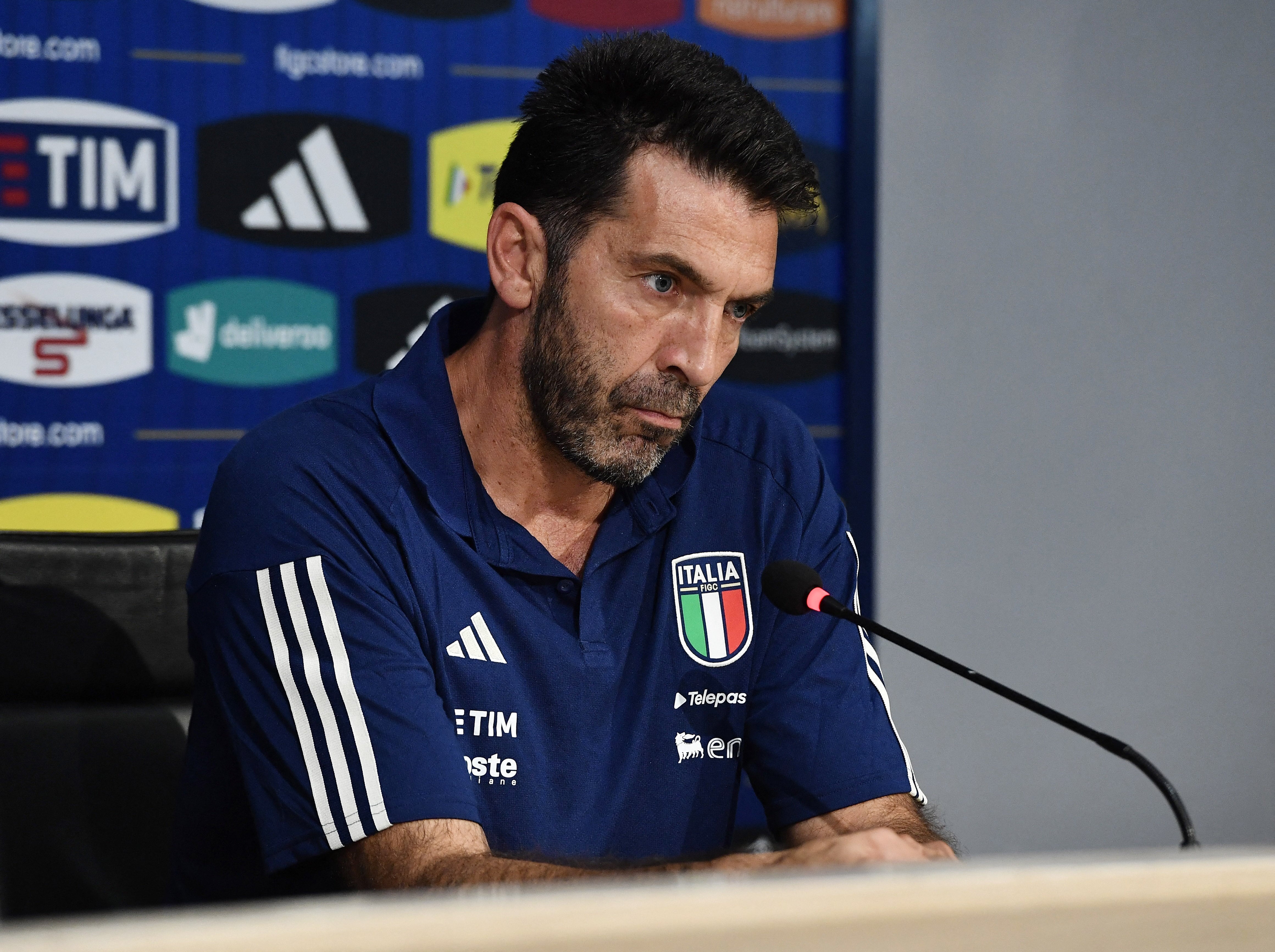 Soccer Football - UEFA Euro 2024 Qualifier - Italy Press Conference - FIGC Coverciano Technical Centre, Coverciano, Italy - September 4, 2023 Italy delegation chief Gianluigi Buffon during the press conference REUTERS/Jennifer Lorenzini