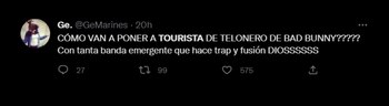 Tourista y la reacción en redes. (Twitter)