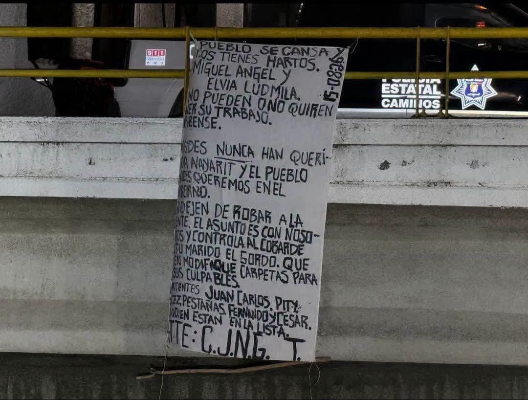 Narcomanta contar el gobernador de Nayarit y la fiscal. (Redes sociales)