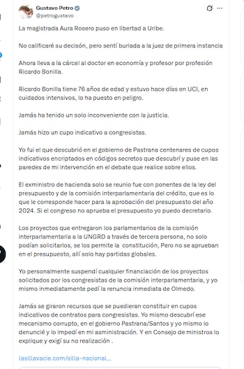 El presidente Gustavo Petro criticó