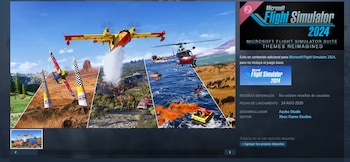Captura de pantalla de una tienda de videojuegos con ilustraciones de aviones y helicópteros junto a datos técnicos de un producto