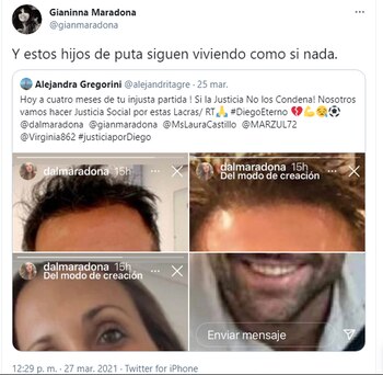 El tweet de Gianinna Maradona