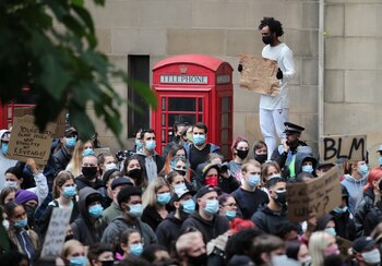 Protesta en Manchester, Reino Unido