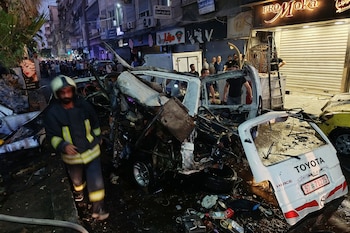 El lugar de la explosión en Jaramana, un suburbio de Damasco, Siria, el 6 de agosto del 2026. (AP foto/Abdulrahman Shaheen)